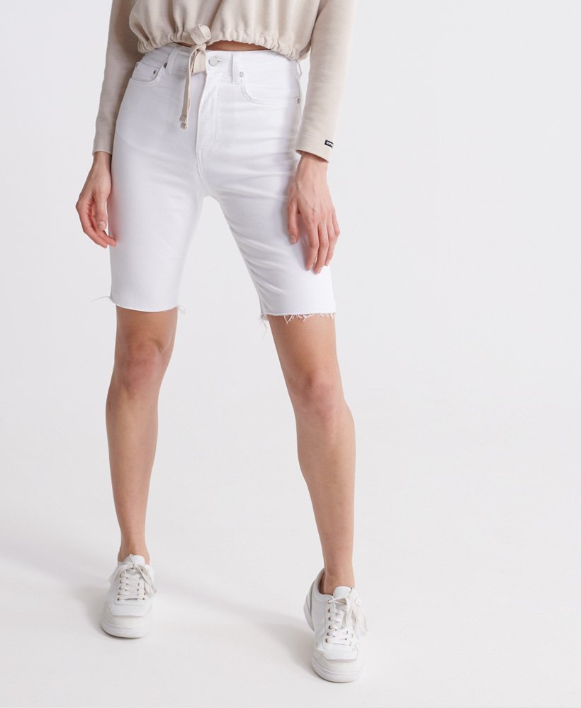 shorts kari long line em jeans branco ótico