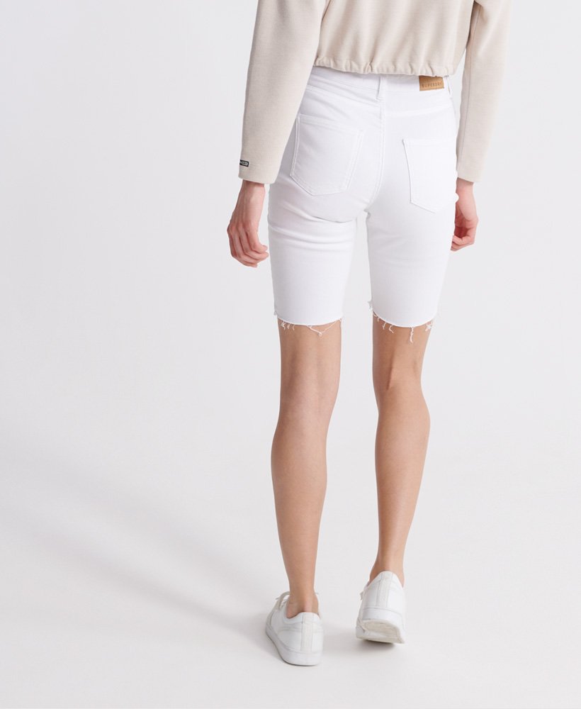 shorts kari long line em jeans branco ótico