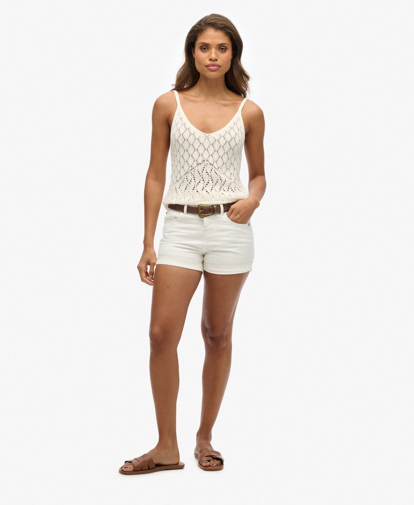 shorts steph boyfriend em jeans branco Óptico