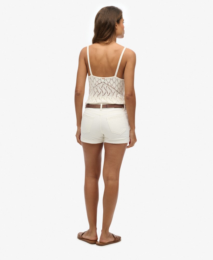shorts steph boyfriend em jeans branco Óptico