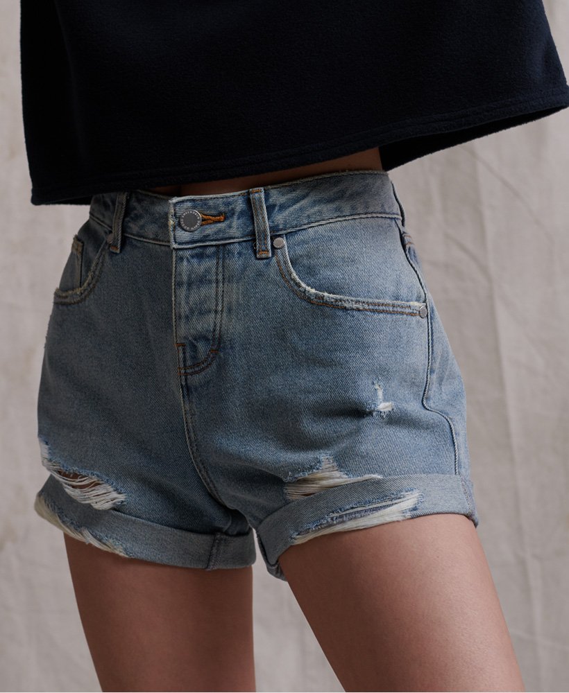 steph boyfriend short em azul Índigo claro vintage