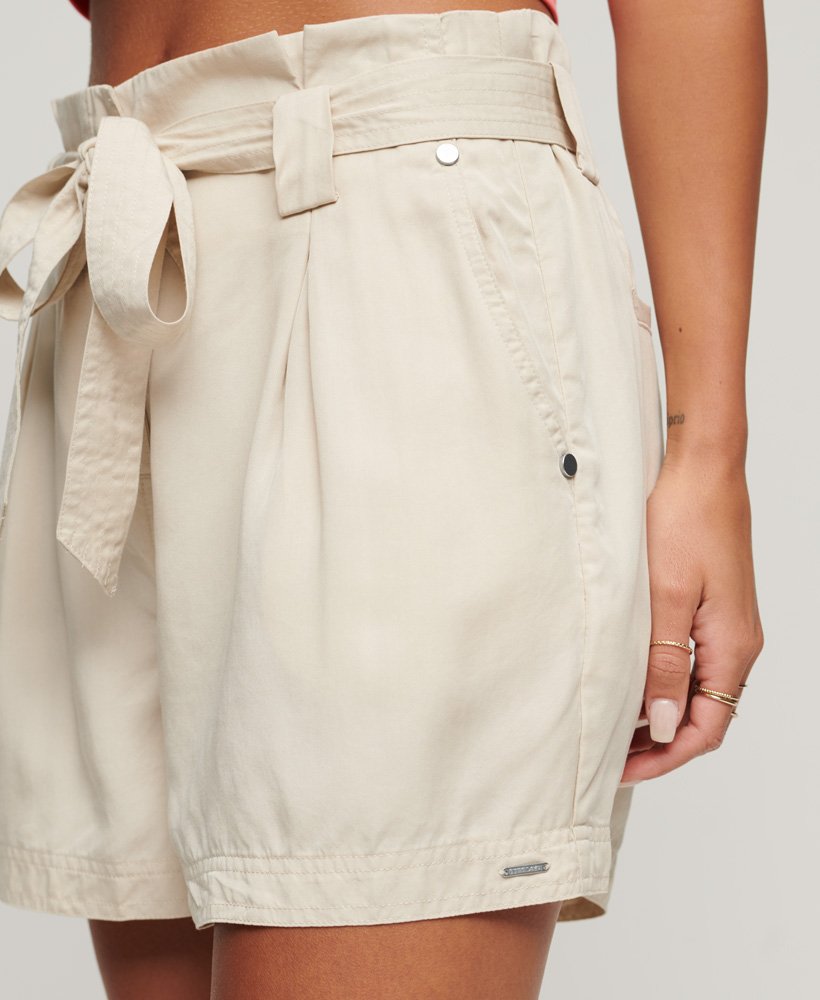 shorts desert paperbag na cor farelo de aveia