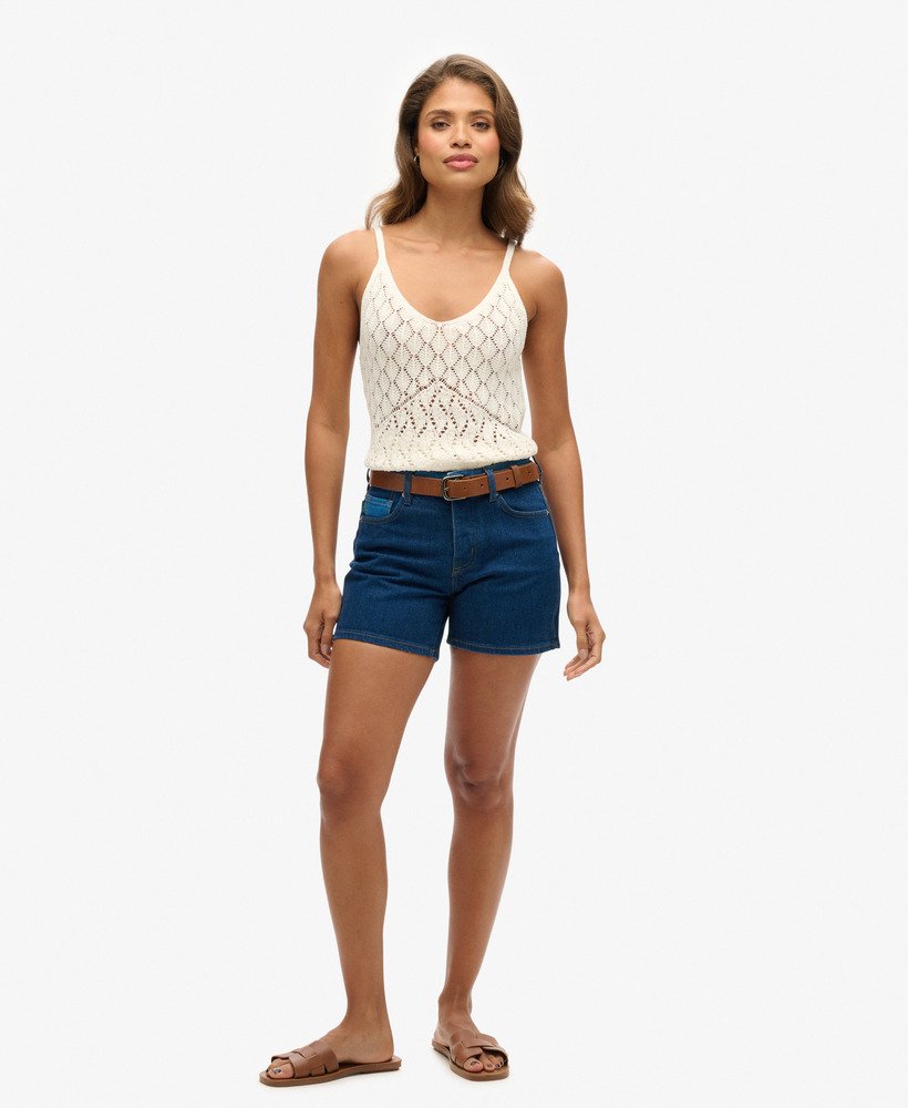shorts justos de cintura média em lavagem mill wash mixing
