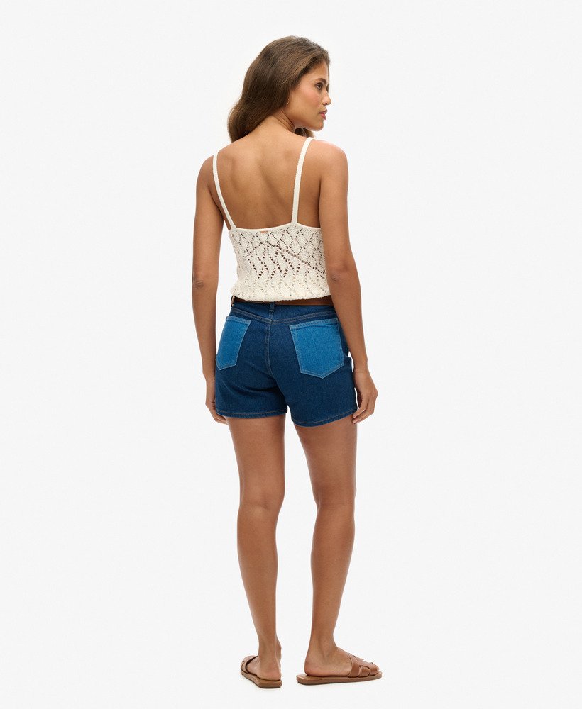 shorts justos de cintura média em lavagem mill wash mixing