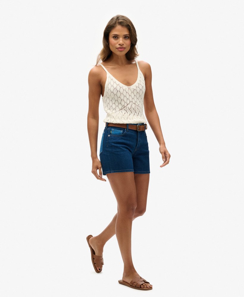 shorts justos de cintura média em lavagem mill wash mixing