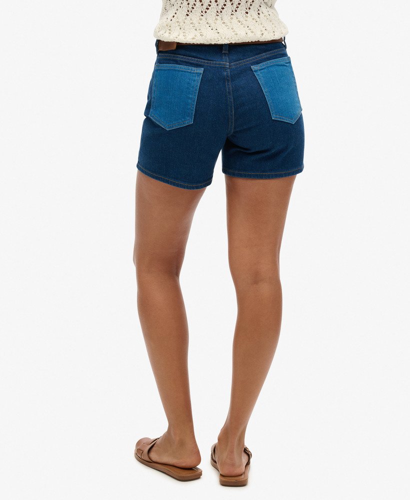 shorts justos de cintura média em lavagem mill wash mixing