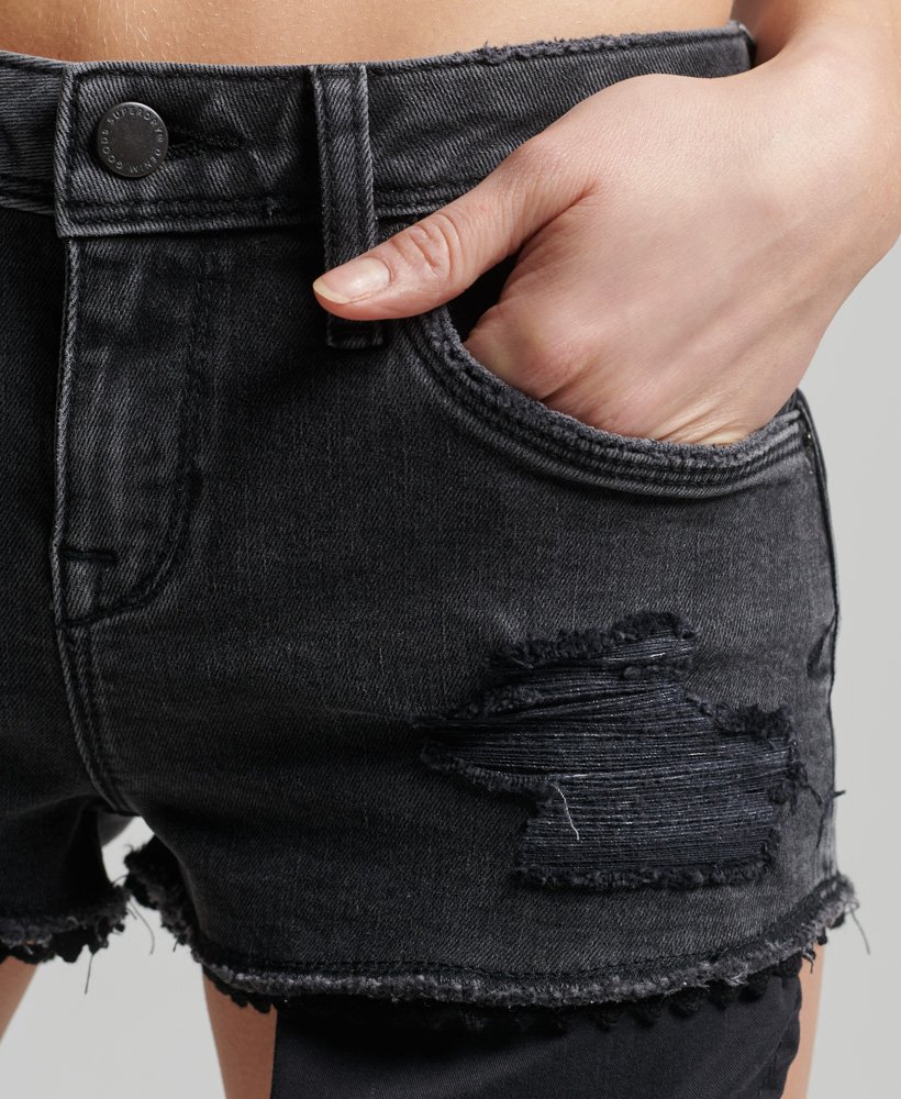 shorts curtos de renda em wolcott black stone destroy
