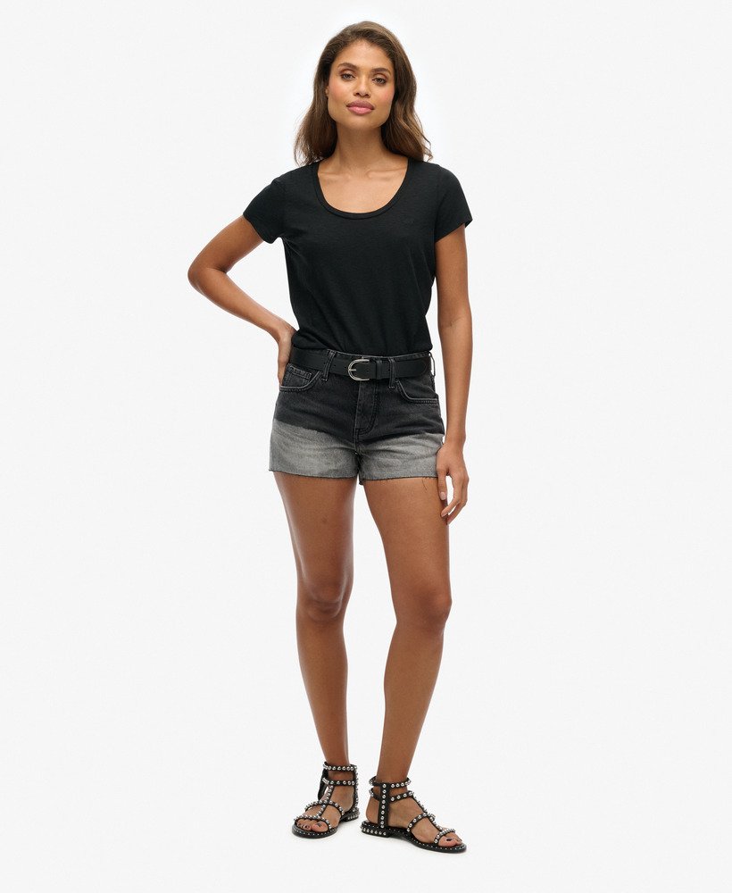 shorts de cintura alta desfiados em tecido diy wolcott black stone