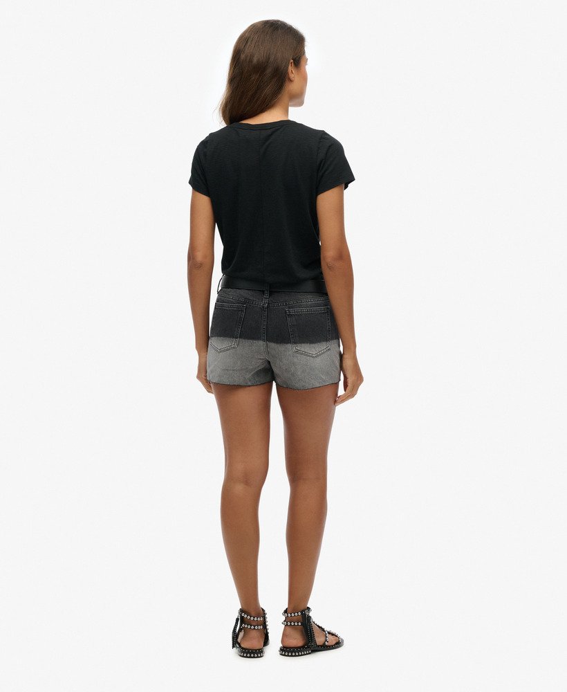 shorts de cintura alta desfiados em tecido diy wolcott black stone