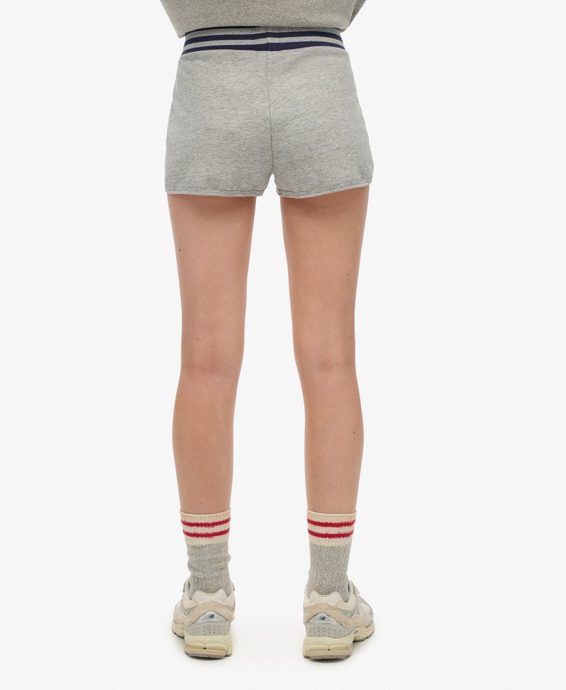 shorts universitários vintage em cinza mescla atlético