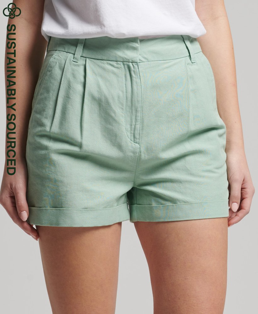 shorts de linho studios na cor azul surf