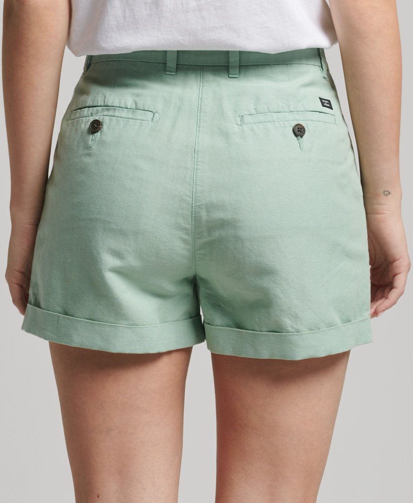 shorts de linho studios na cor azul surf