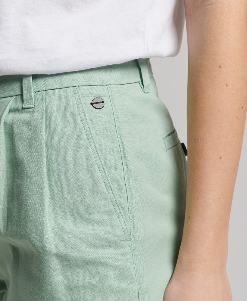 shorts de linho studios na cor azul surf