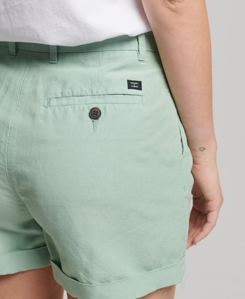 shorts de linho studios na cor azul surf
