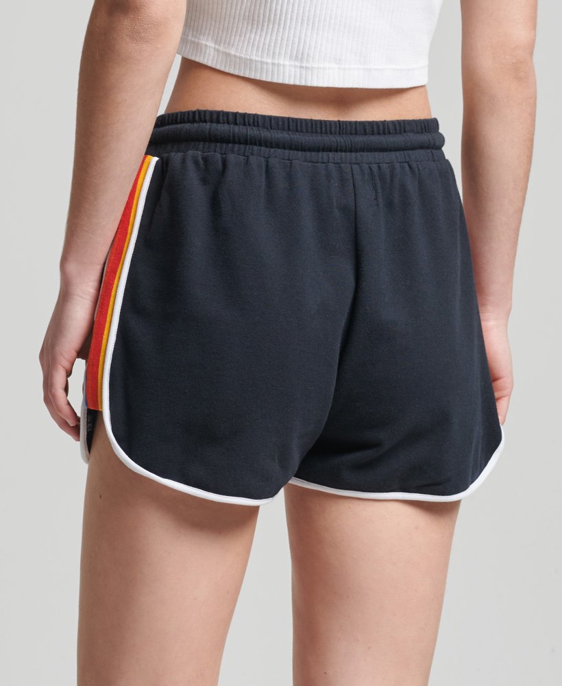 shorts racer vintage stripe em algodão orgânico na cor azul marinho eclipse