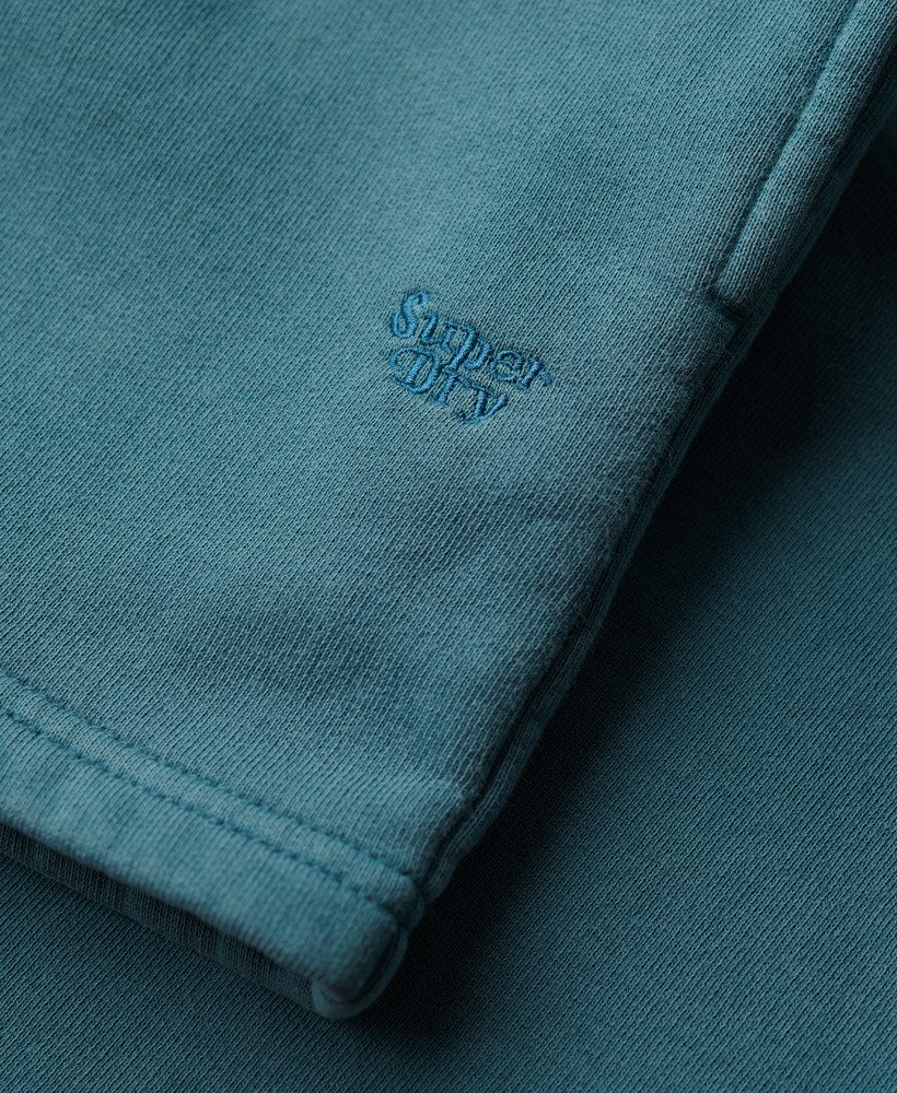 shorts de moletom com lavagem vintage na cor turquesa escuro hydro.