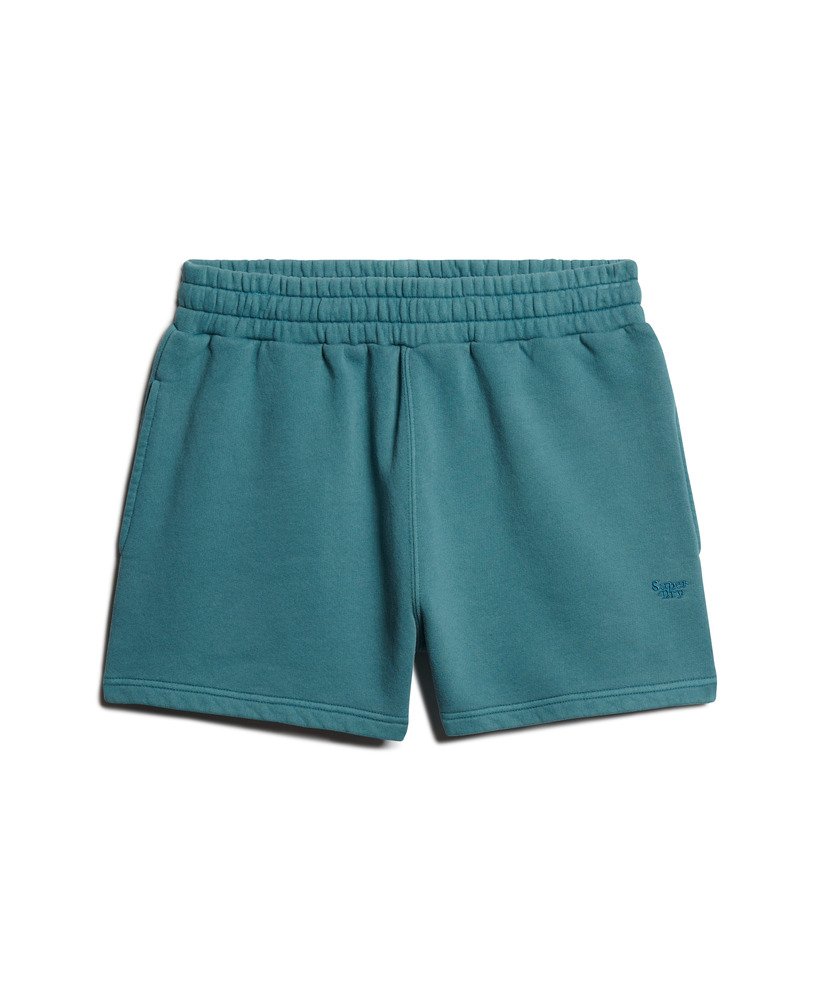 shorts de moletom com lavagem vintage na cor turquesa escuro hydro.