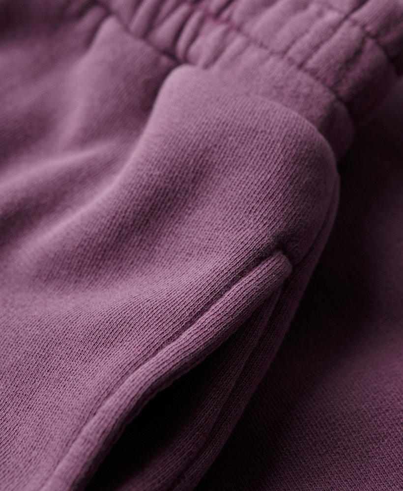 shorts de moletom com lavagem vintage na cor roxa grape jam