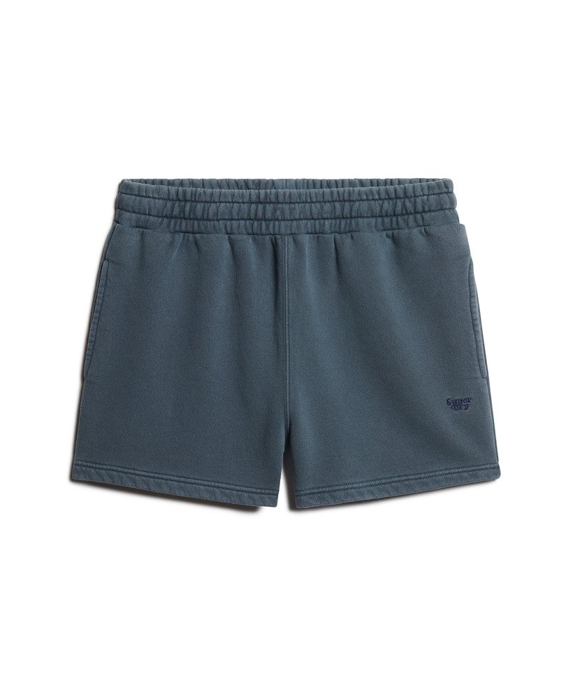shorts de moletom com lavagem vintage na cor azul-marinho eclipse.