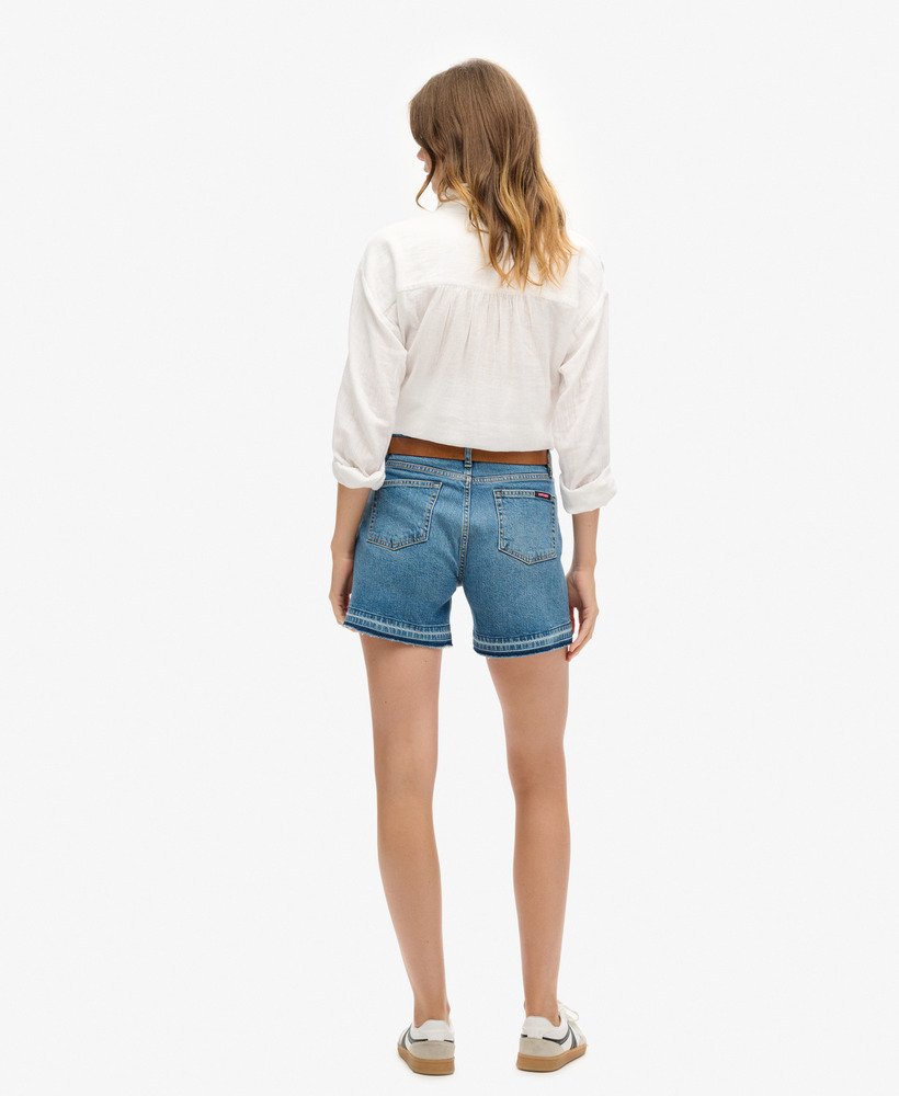 shorts de cintura média na cor azul vintage fulton