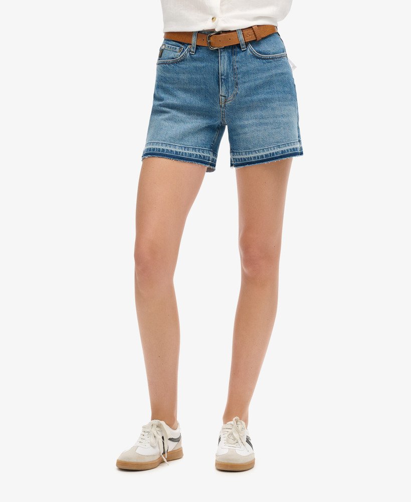 shorts de cintura média na cor azul vintage fulton