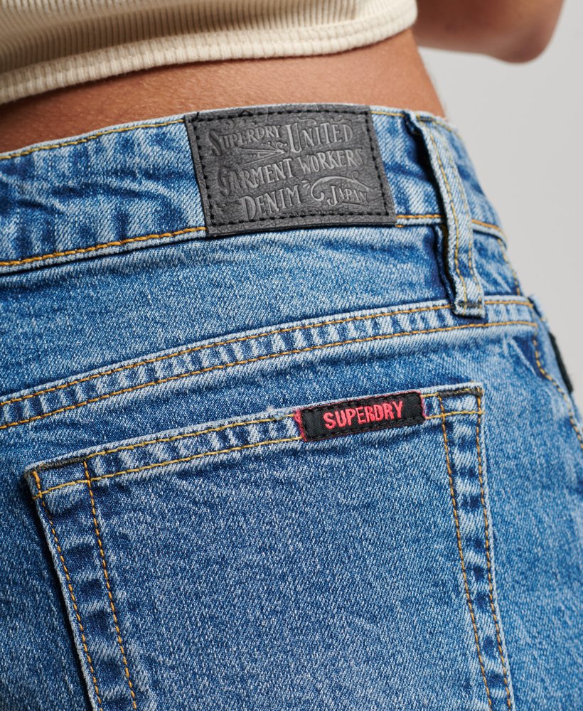 shorts vintage de cintura média e modelagem slim na cor azul madison.