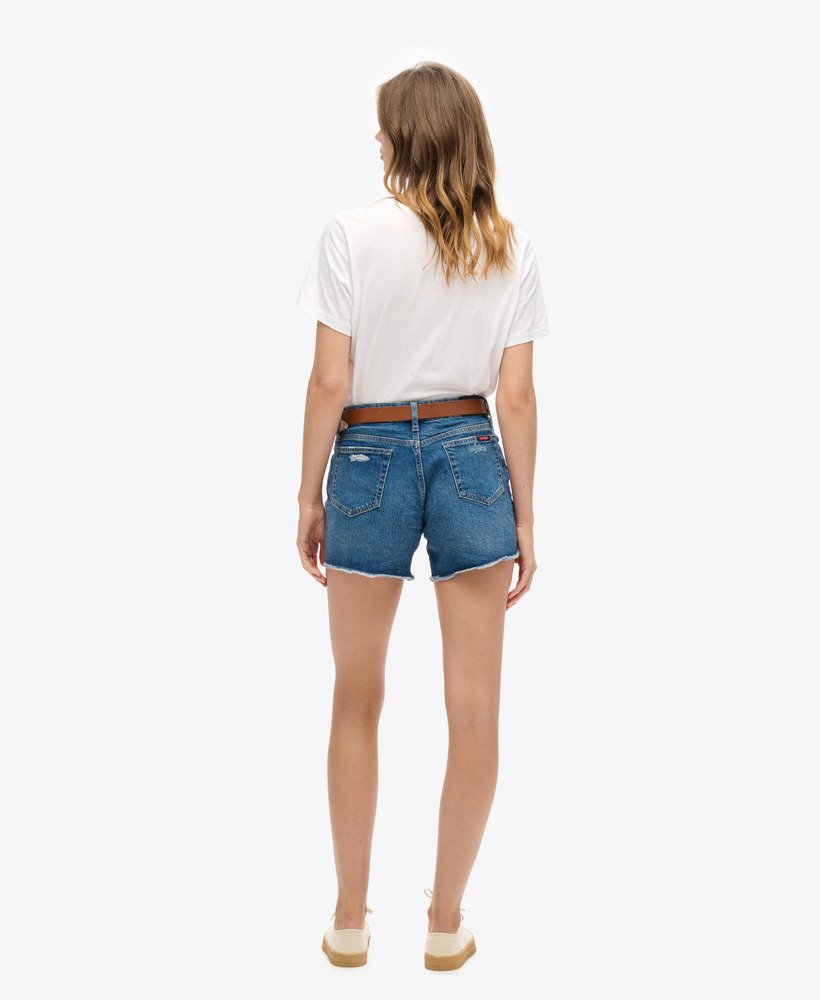 shorts vintage de cintura média e modelagem slim na cor azul salem mid worn.