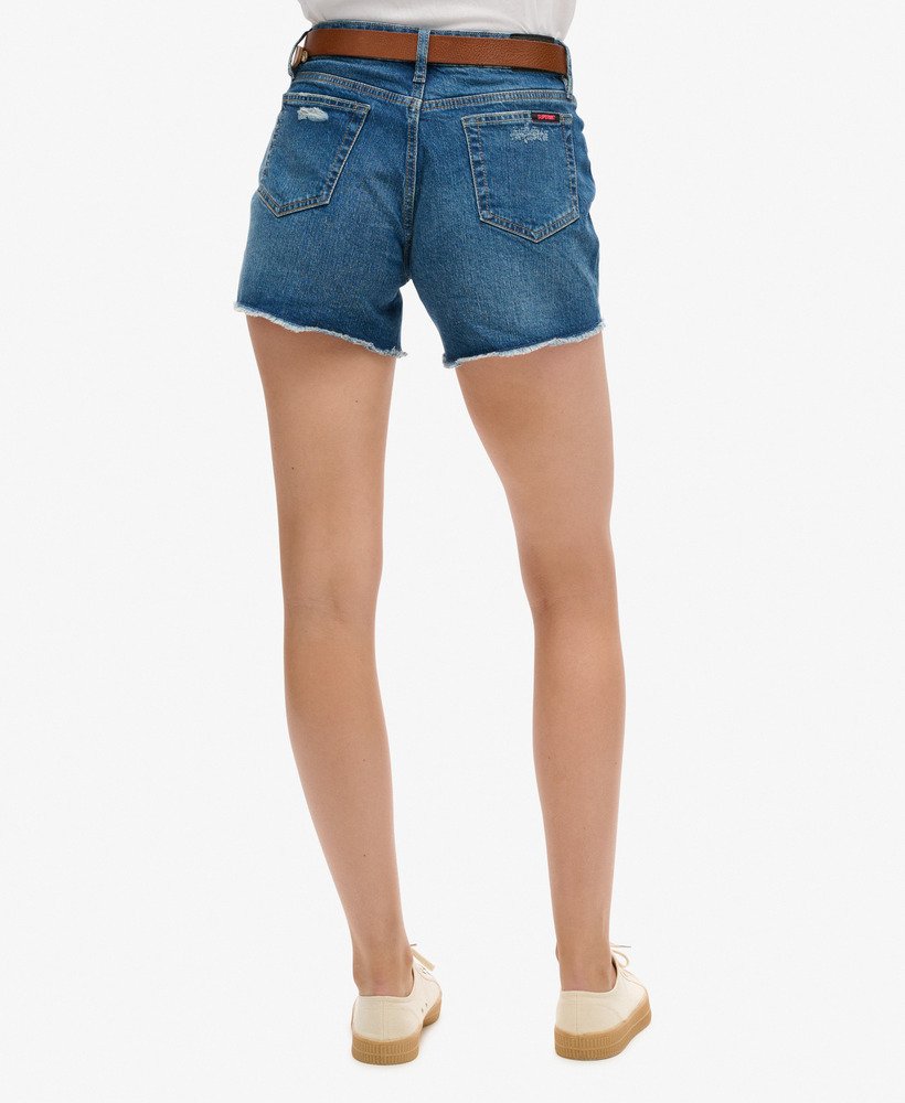 shorts vintage de cintura média e modelagem slim na cor azul salem mid worn.