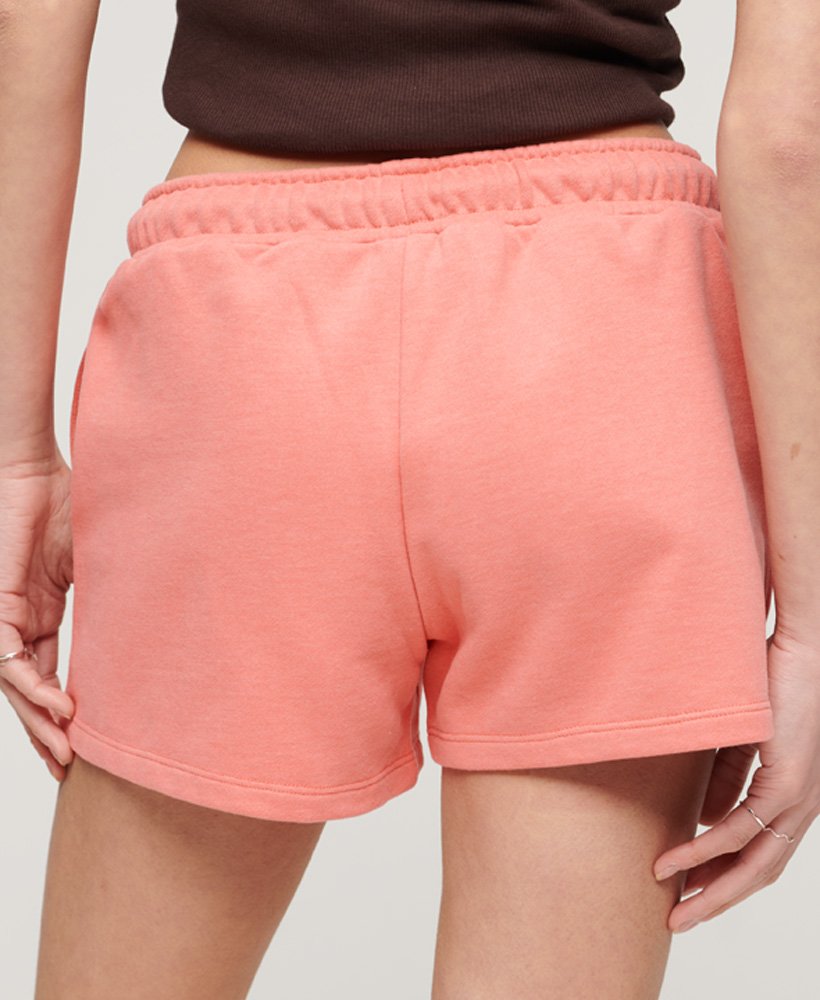 shorts vintage de malha na cor coral mesclado.
