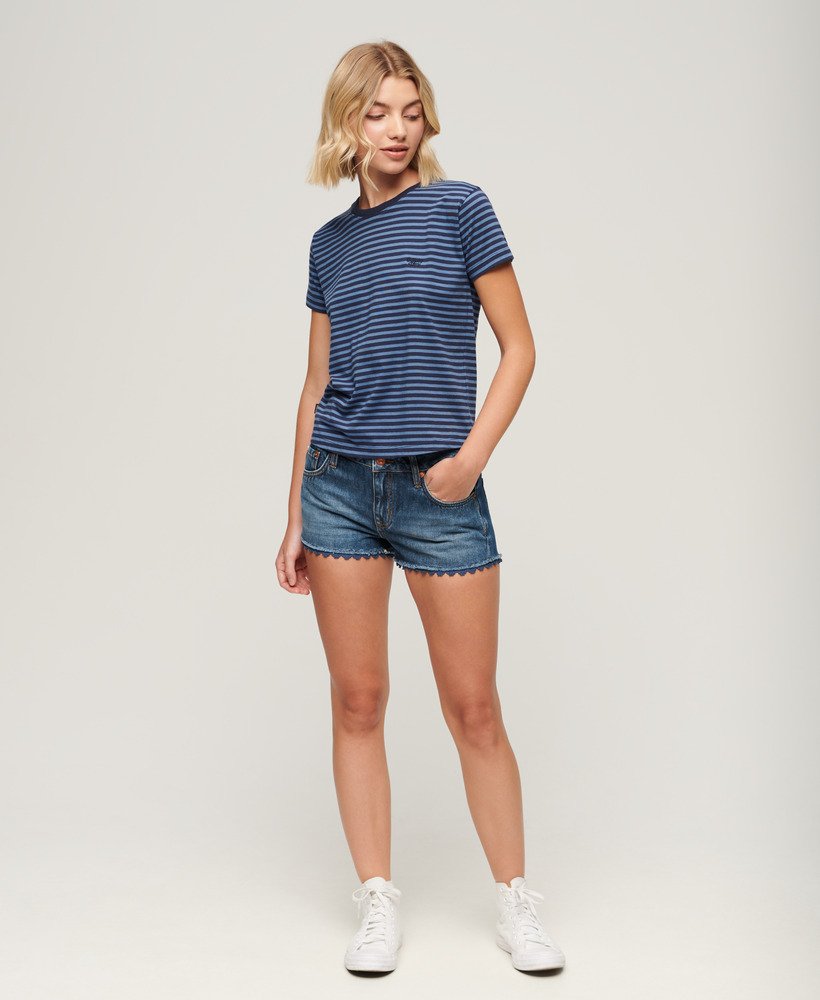 shorts jeans curtos na cor azul vintage wheeler