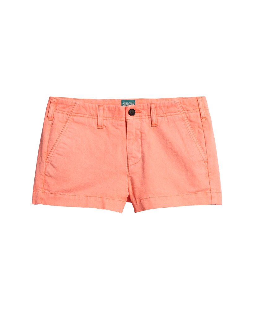 calções chino curtos em vermelho neon