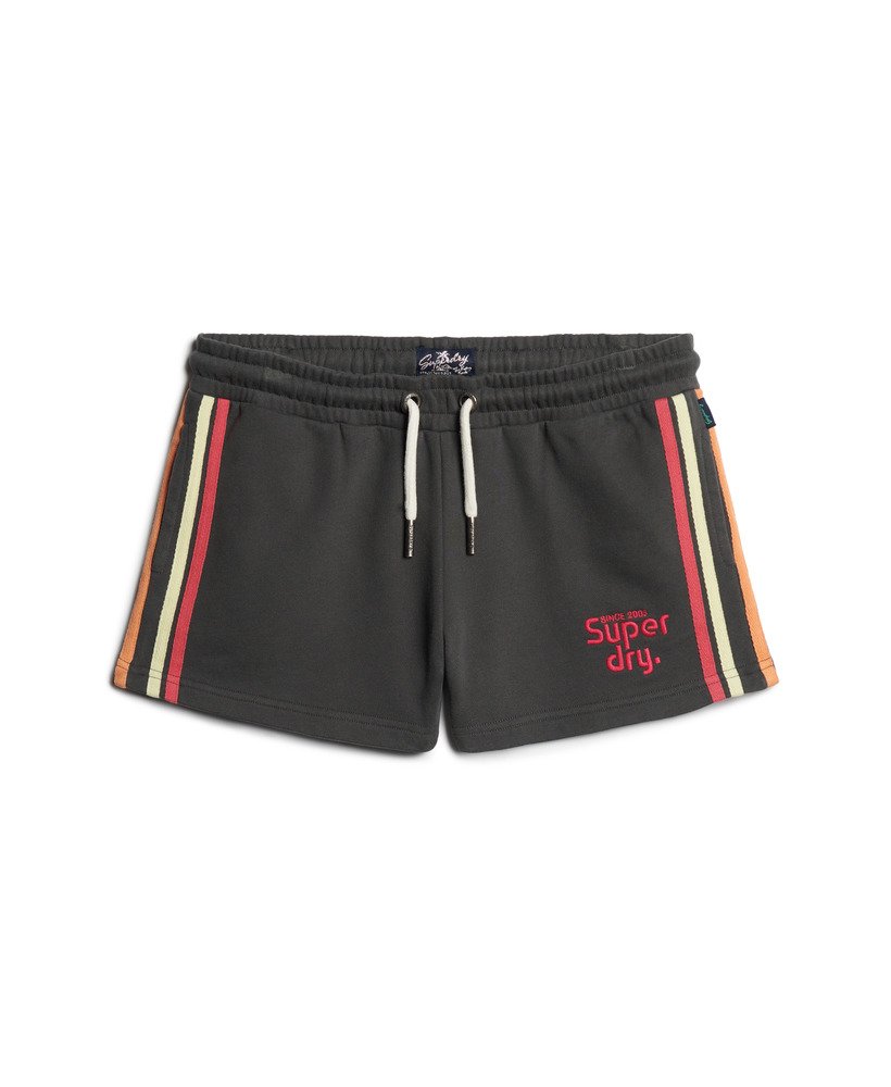 shorts com logo rainbow side stripe em preto lavado