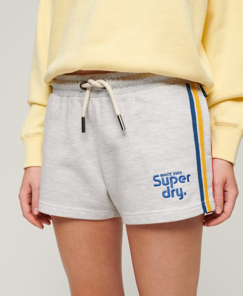 shorts com logo rainbow side stripe na cor cinza mescla gelo