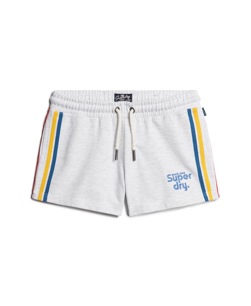 shorts com logo rainbow side stripe na cor cinza mescla gelo