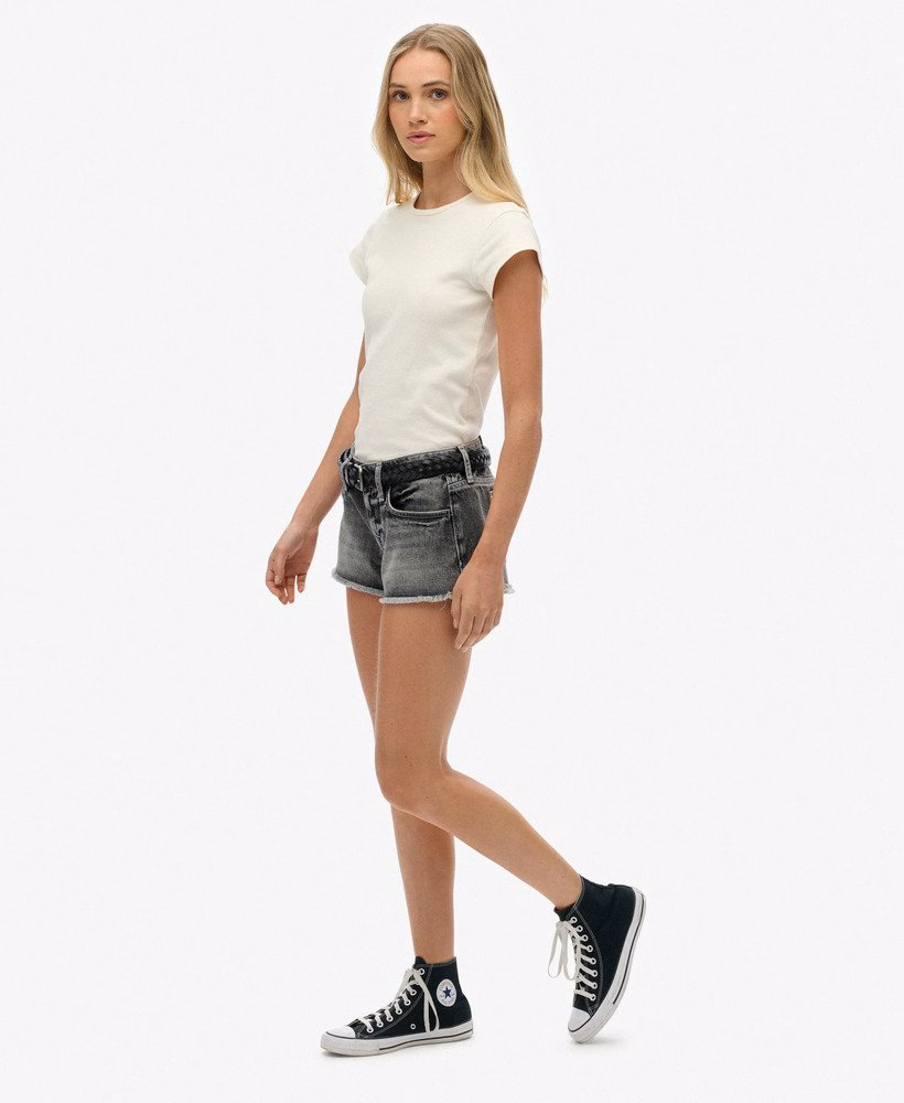 Shorts jeans de cintura baixa
