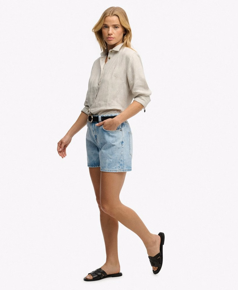 Shorts jeans de cintura média