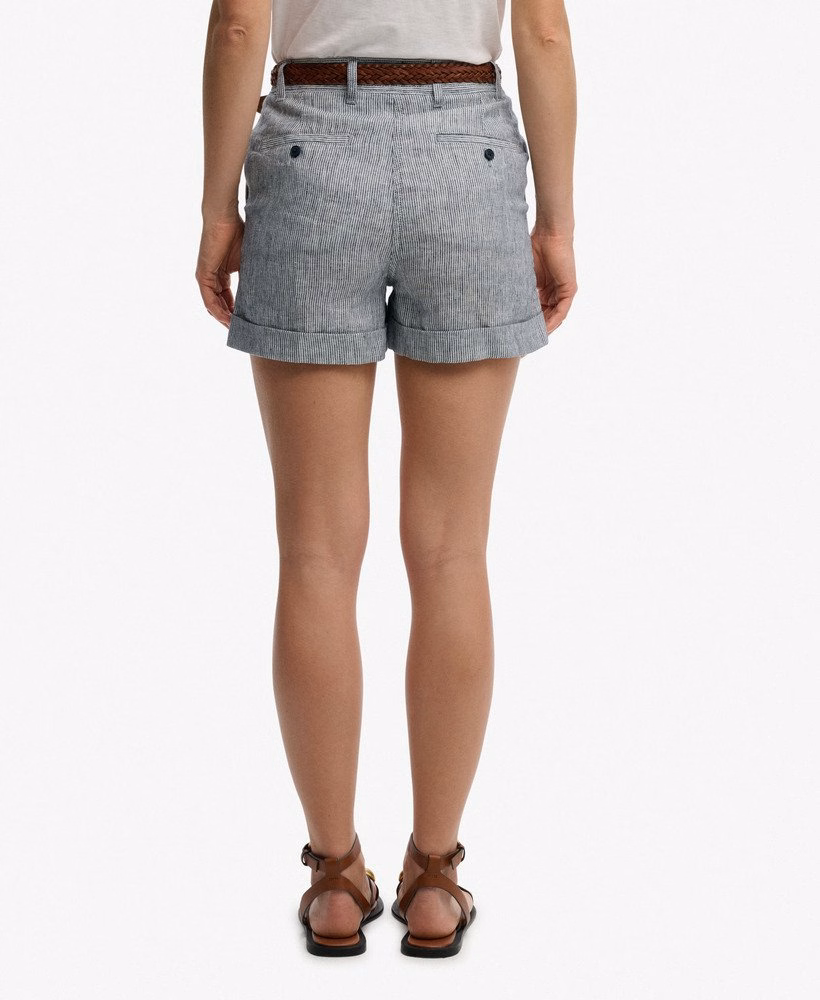 Shorts de linho de cintura média
