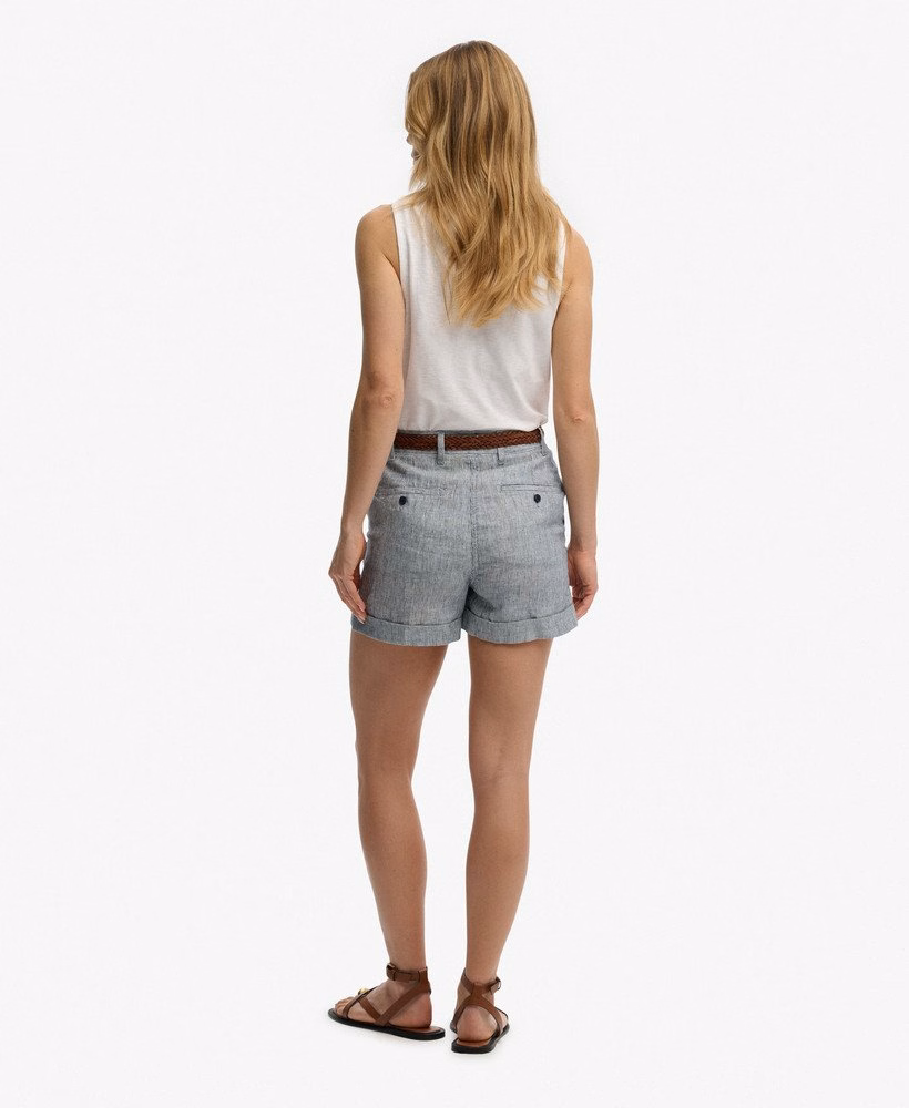 Shorts de linho de cintura média