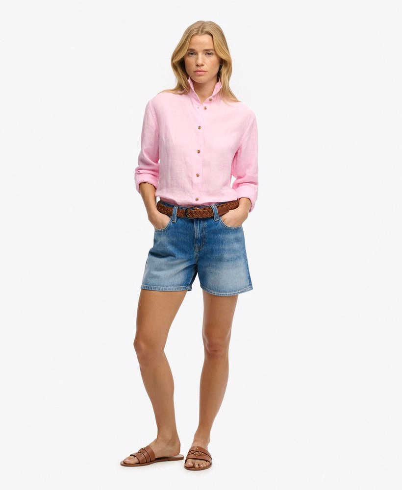 Shorts jeans de cintura média