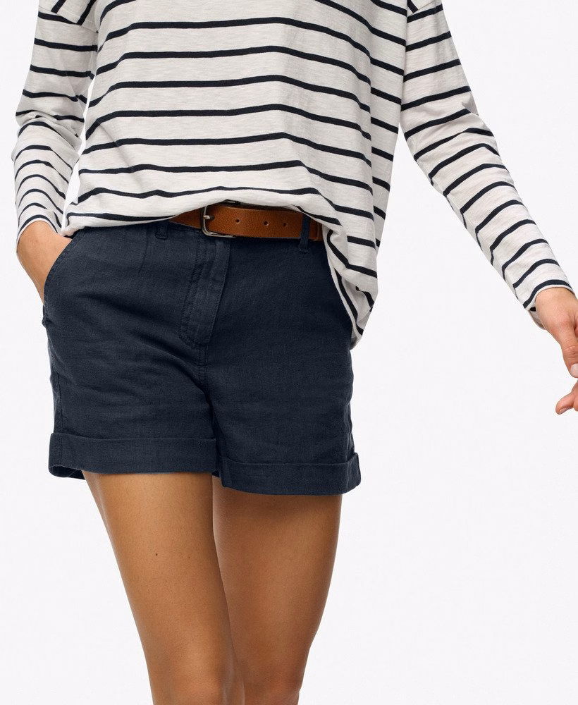 Shorts de linho de cintura média