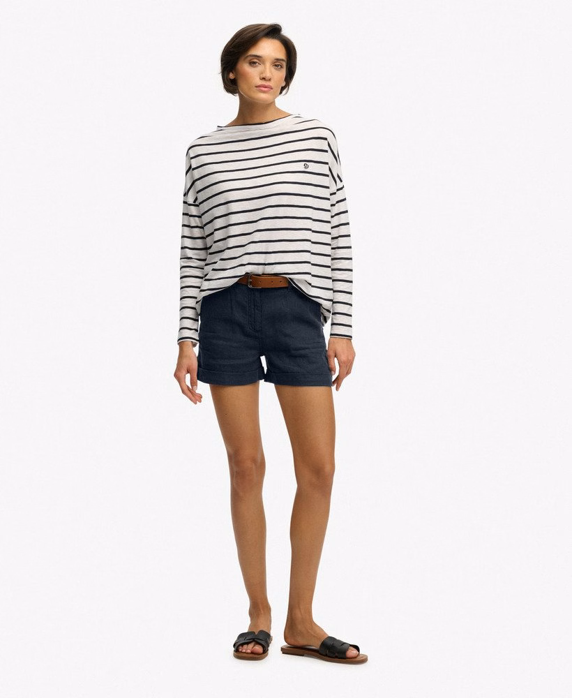 Shorts de linho de cintura média