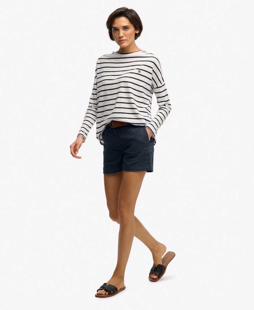 Shorts de linho de cintura média