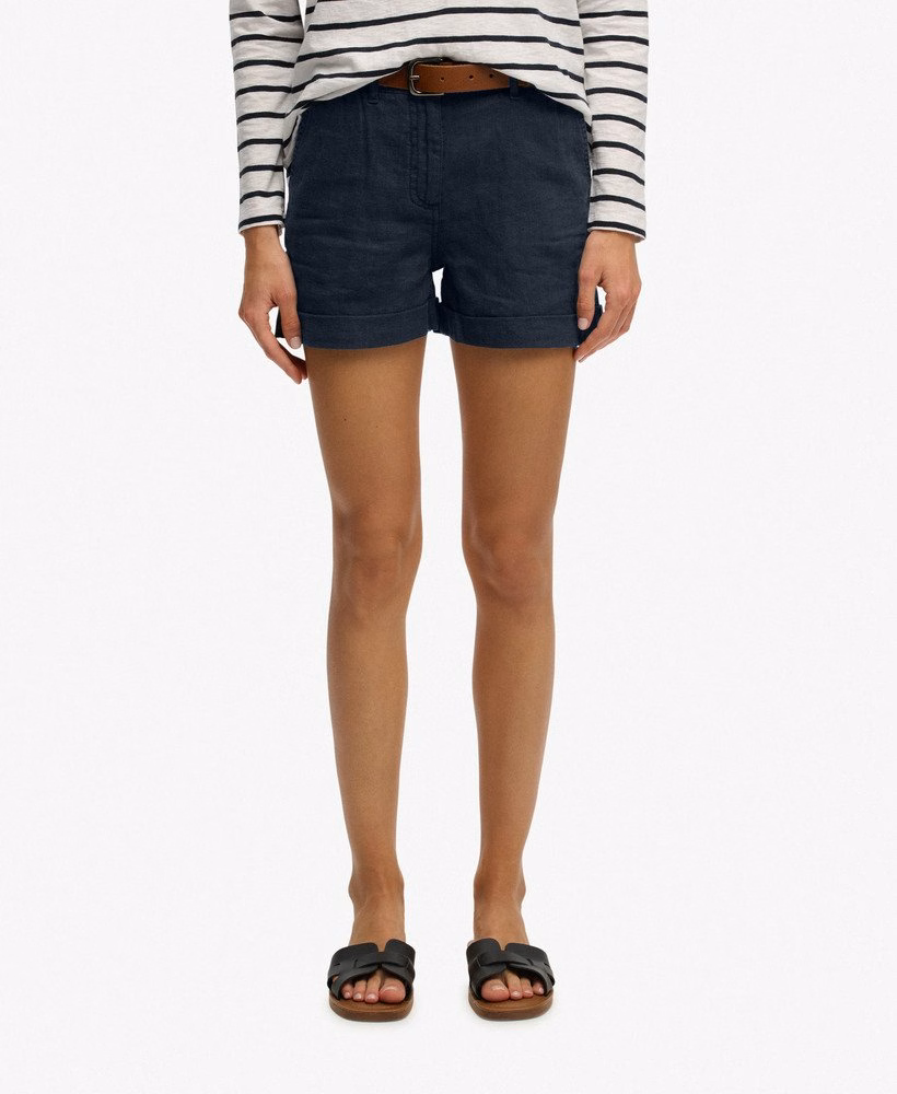 Shorts de linho de cintura média