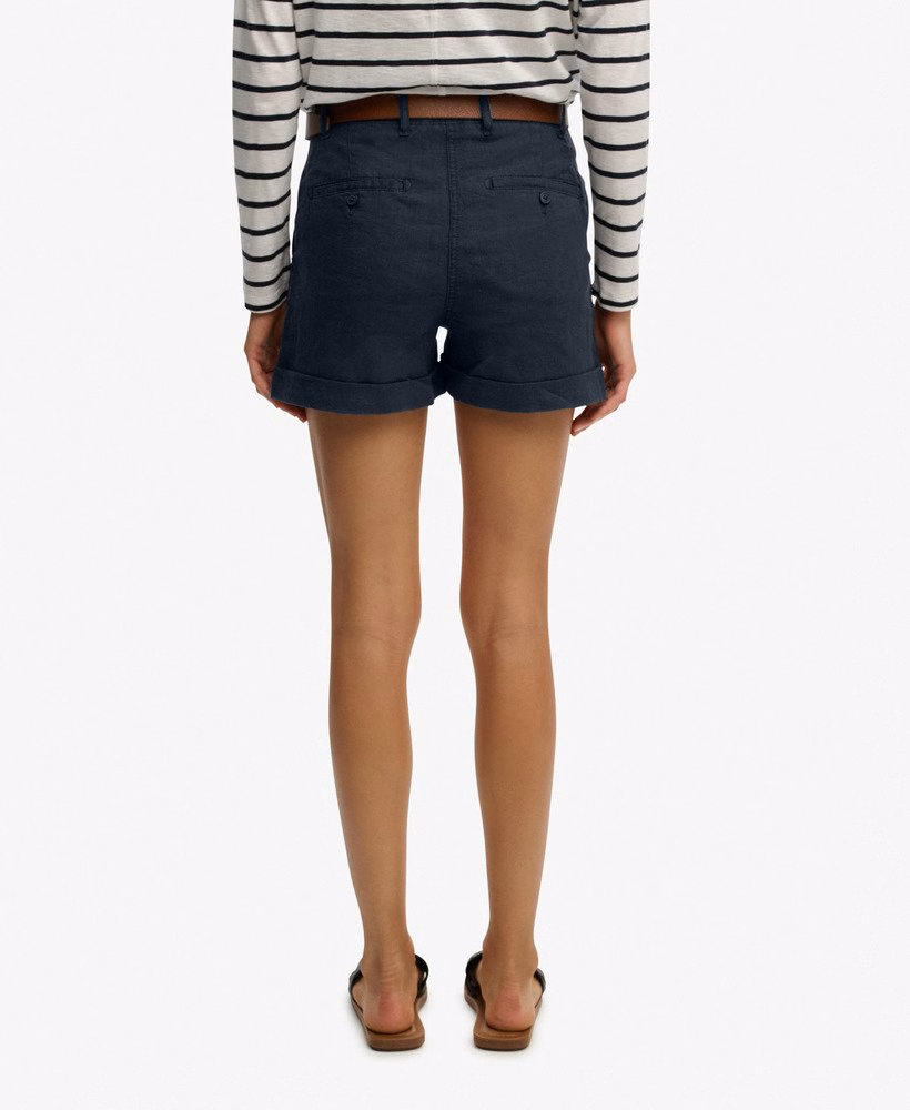 Shorts de linho de cintura média