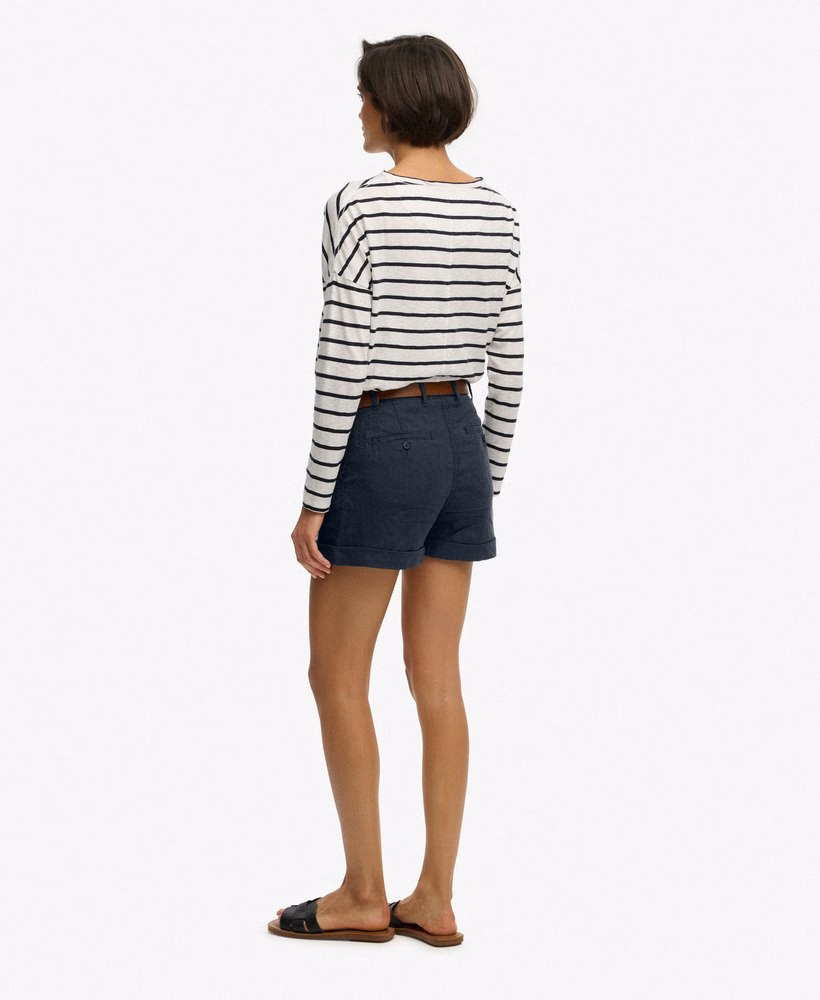 Shorts de linho de cintura média