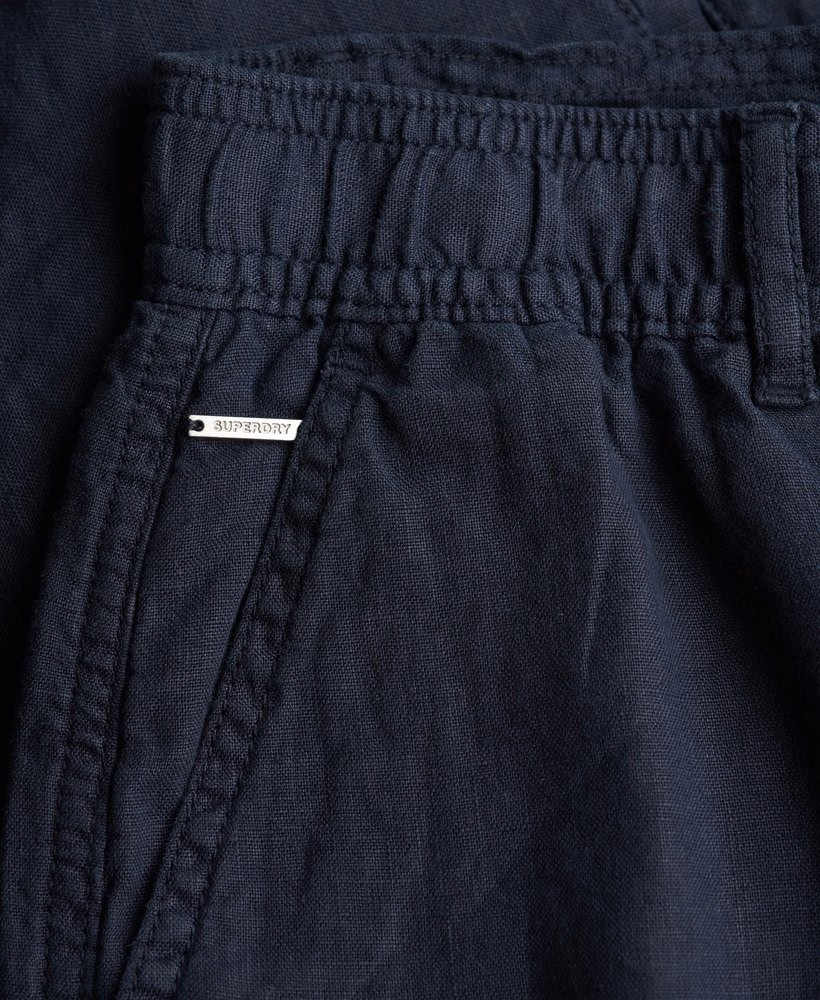 Shorts de linho de cintura média