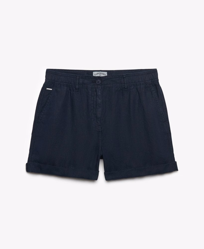 Shorts de linho de cintura média