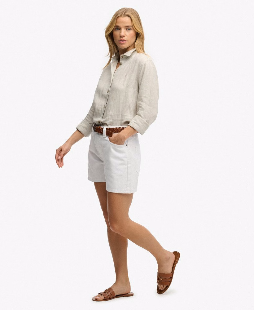 Shorts jeans de cintura média