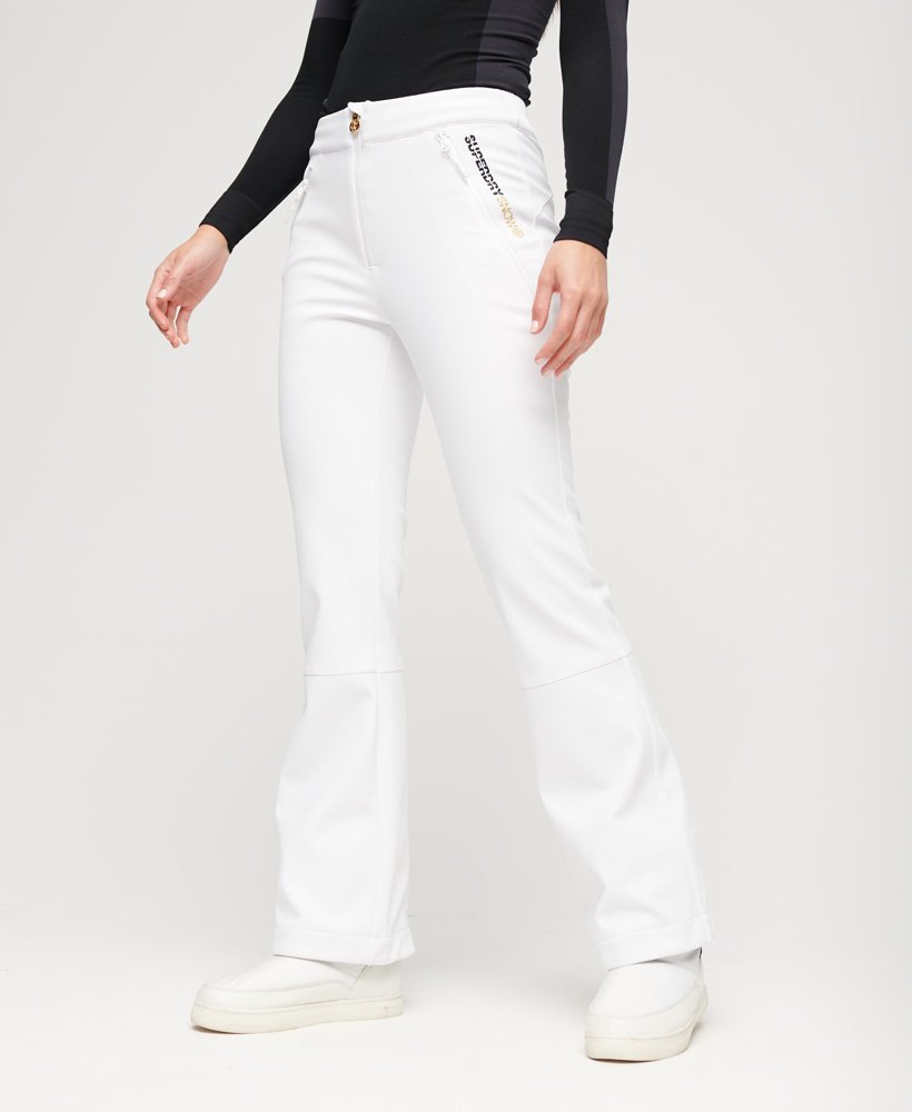 calças de esqui slim softshell na cor branca.