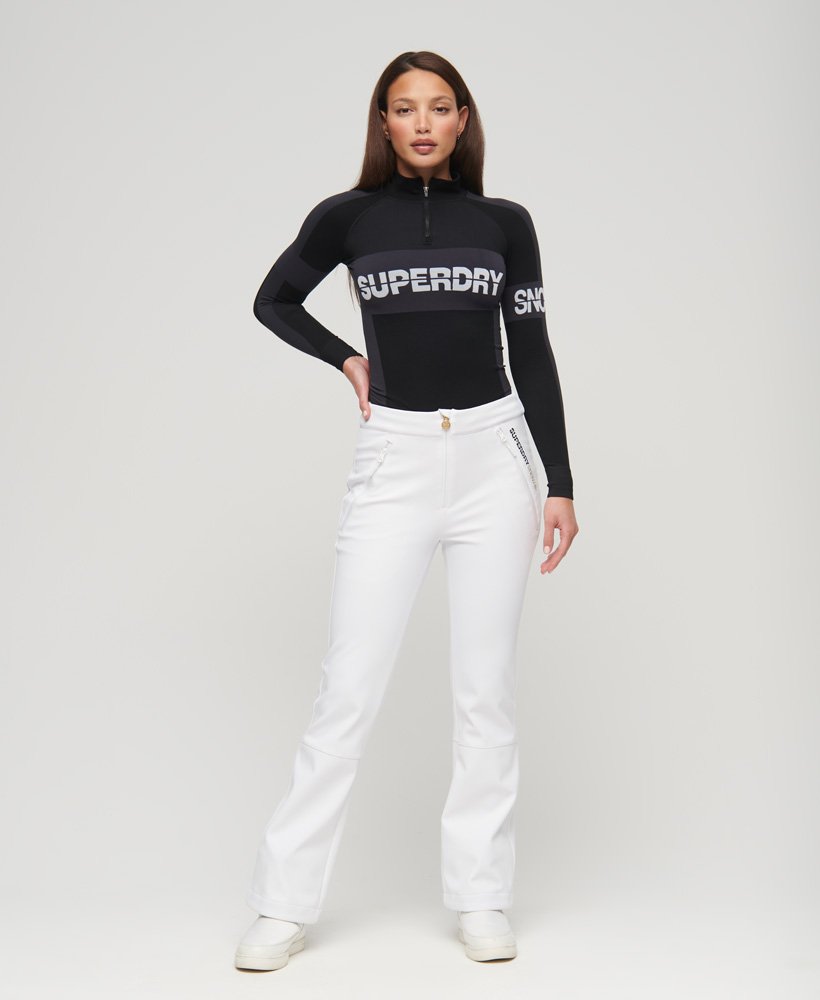 calças de esqui slim softshell na cor branca.